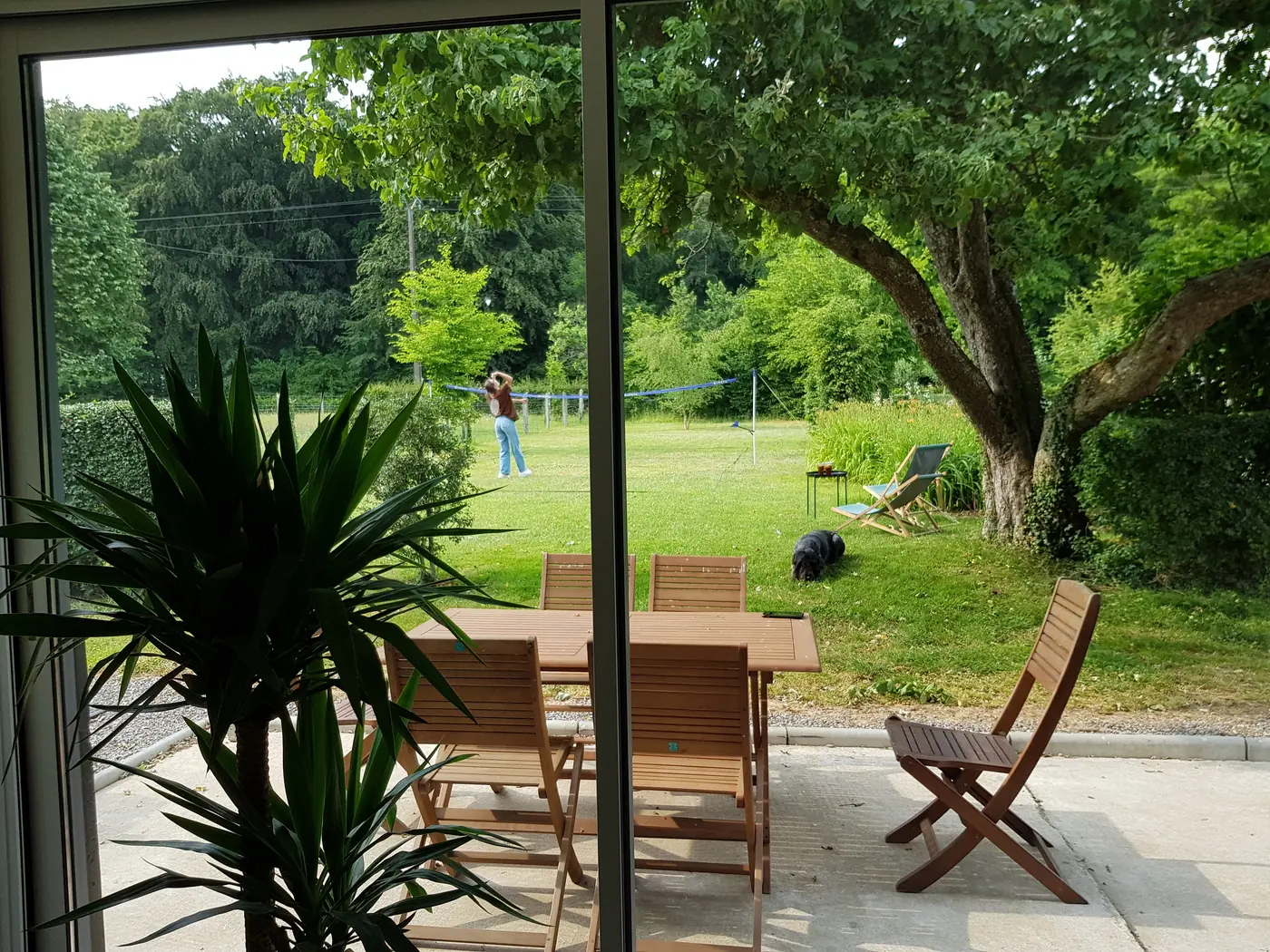 Vue sur le jardin depuis le salon